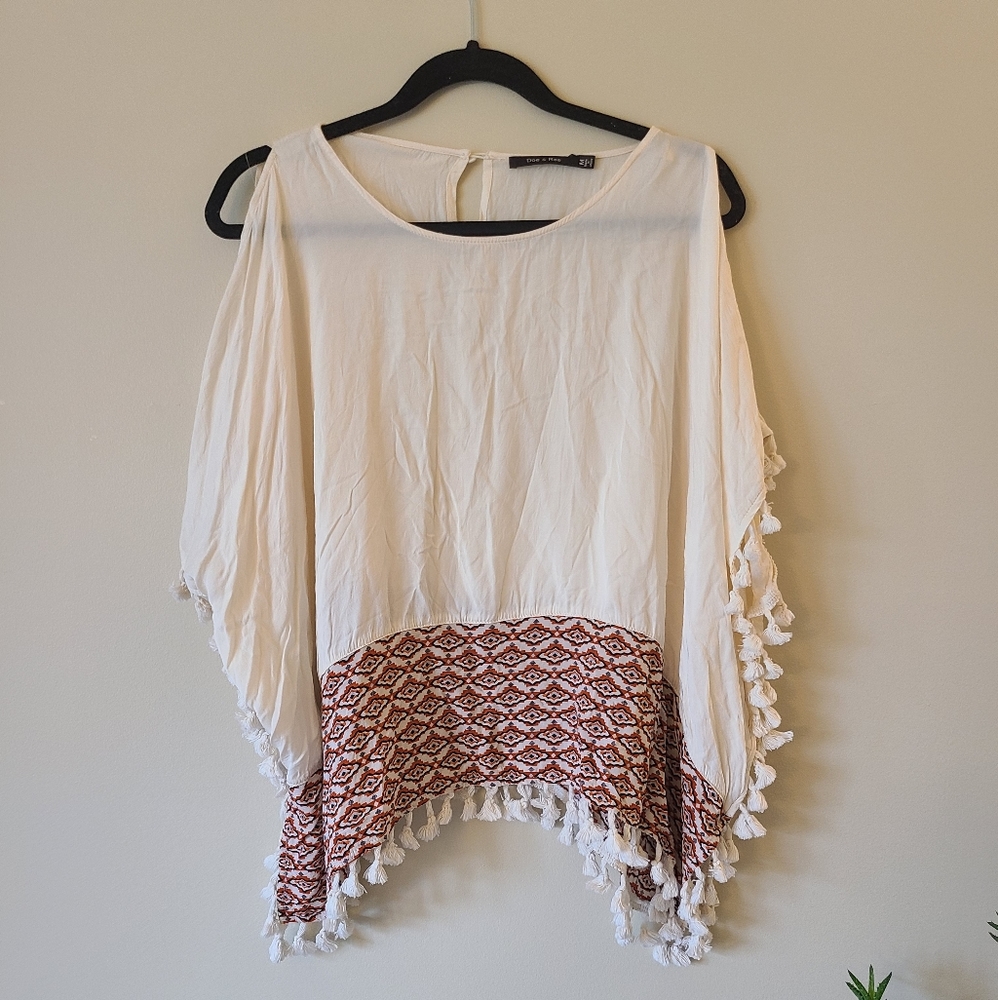 Modcloth boho flowly open shoulder poncho top